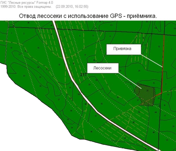 Картинка отвод лесосеки в ГИС по данным GPS съёмки